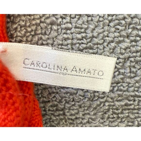 Carolina Amato One Size Orange Cashmere Ribbed Gloves NWT - Picture 2 of 4